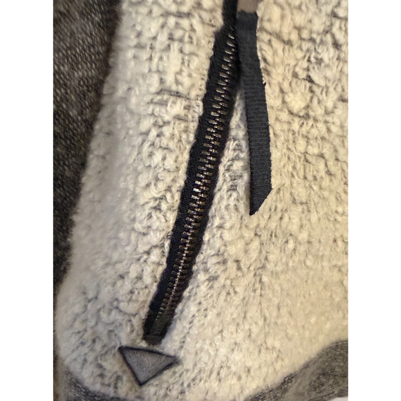 Chipie Vintage 90s Sherpa Fleece Jacket French Designer Gray Knit Bomber Mixed M - Picture 5 of 9